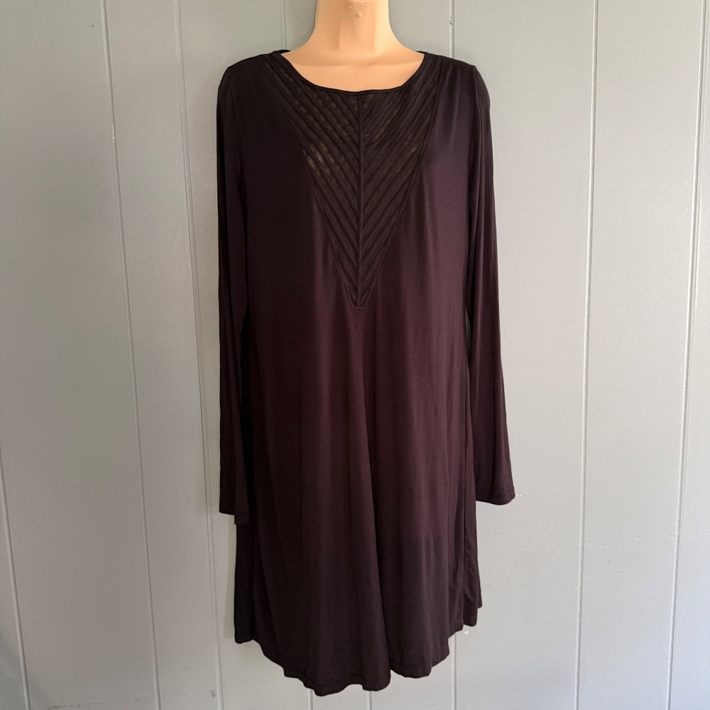 BCBG Max Azria Farlow‎ Dress Sz L Lightweight Black Mesh Chevron Long Sleeve NWT
